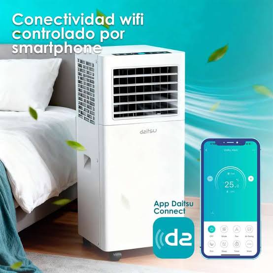 Control WiFi incluido con app Daitsu Connect Control WiFi incluido con app Daitsu Connect  Una de las grandes ventajas de este equipo es que incluye control WiFi, permitiendo gestionar la unidad desde cualquier localización mediante smartphone o tablet a través de la aplicación Daitsu Connect.  Desde la app puedes encender y apagar el equipo, ajustar la temperatura, cambiar el modo de funcionamiento y controlar la climatización desde fuera de casa. Esta función es muy útil para preparar la estancia antes de llegar, mejorar el confort diario y evitar consumos innecesarios.